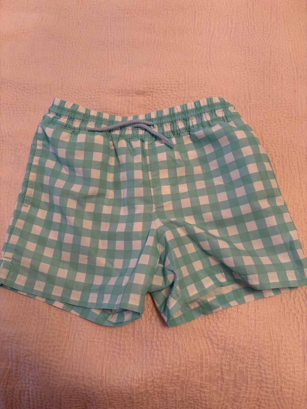 The Beaufort Bonnet Company Mint & White Gingham Boys Swim Trunks 7